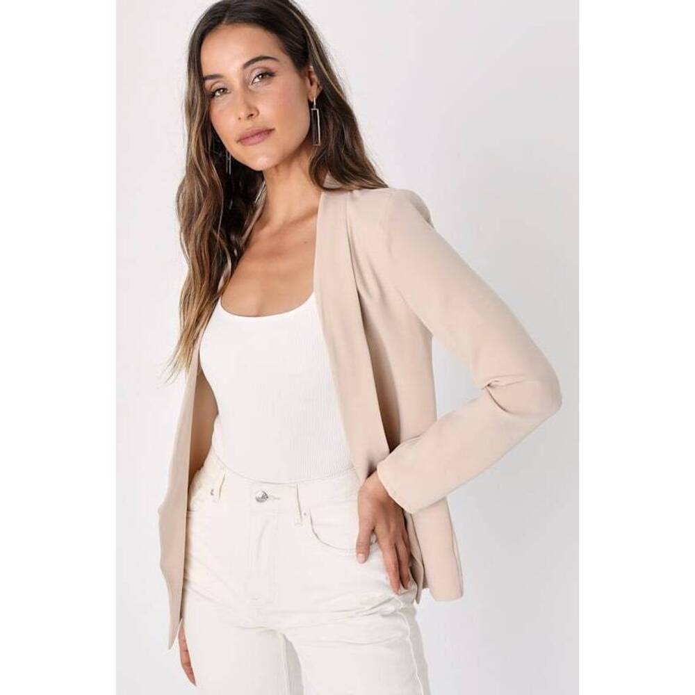 Lulus Miss Punctuality Taupe Lightweight Blazer Beige - Size M